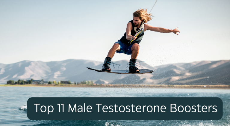 Man with high testosterone jumps on the surfboard