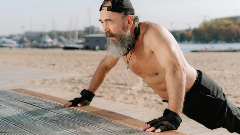 testosterone-and-longevity: Shirtless Man Doing Push Ups